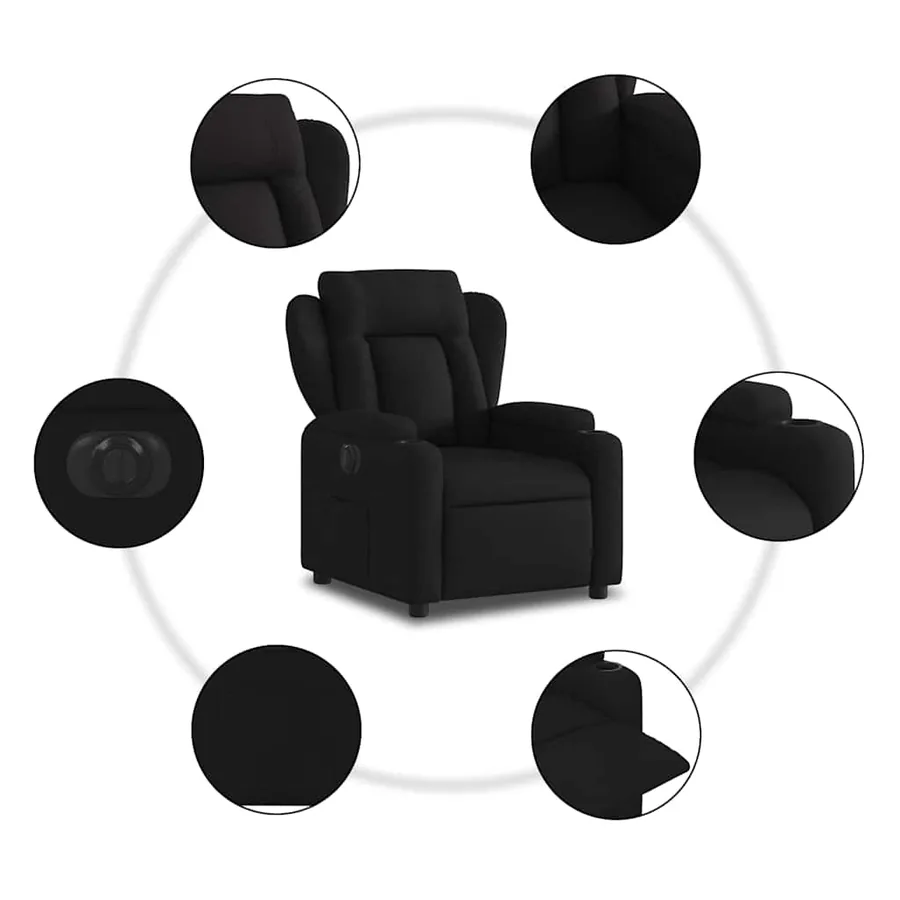 Fauteuil inclinable électrique Noir Tissu - 8