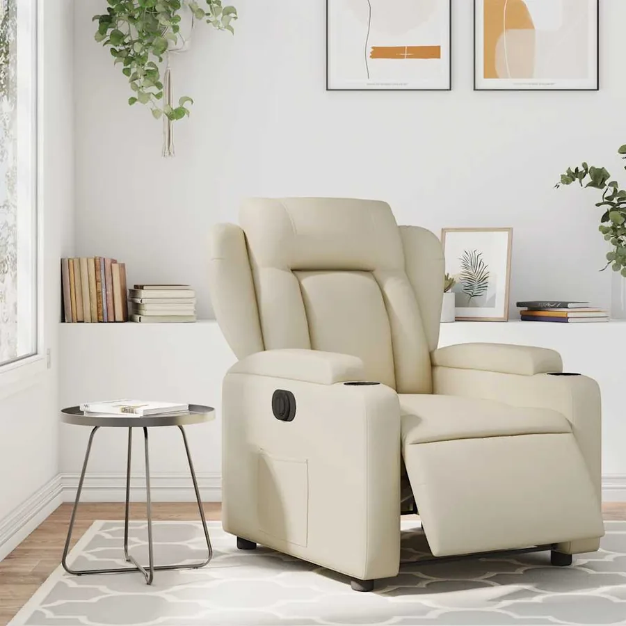 Fauteuil inclinable électrique Crème Similicuir - 15