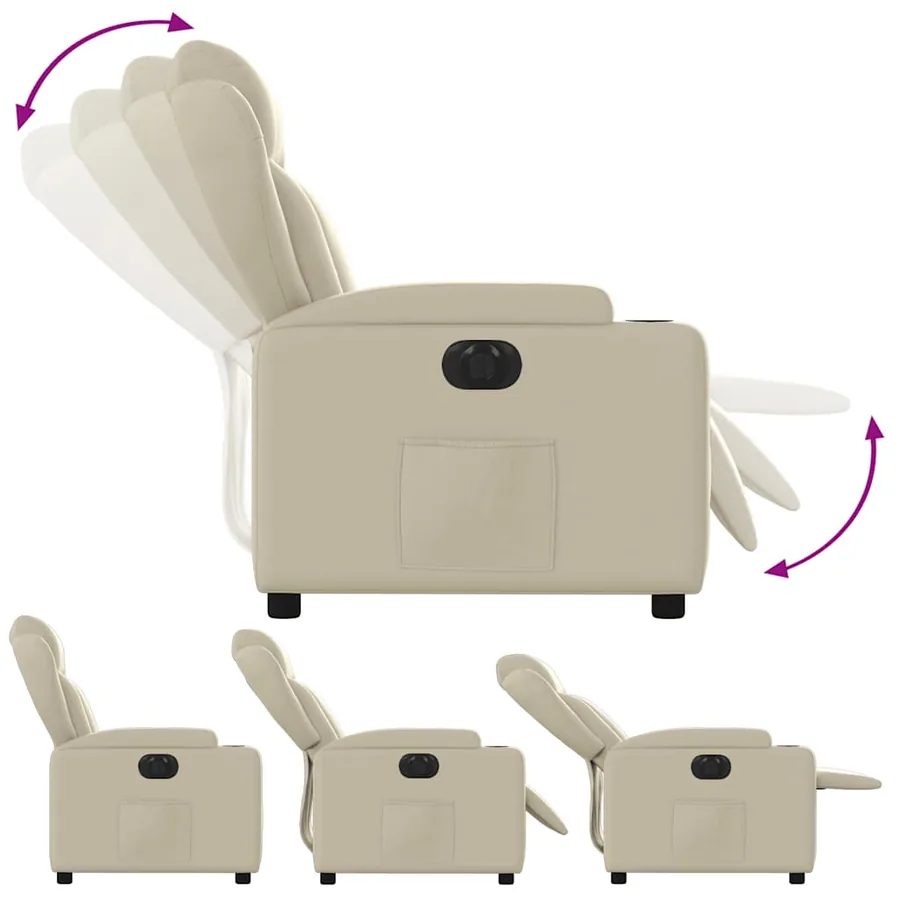 Fauteuil inclinable électrique Crème Similicuir - 7