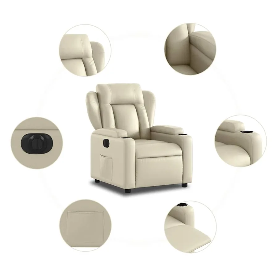 Fauteuil inclinable électrique Crème Similicuir - 8