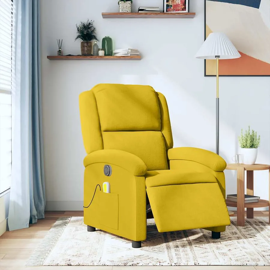 Fauteuil inclinable de massage électrique jaune velours - 16