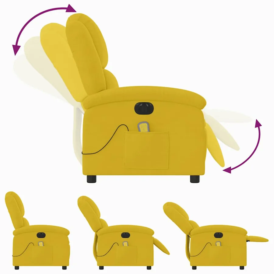 Fauteuil inclinable de massage électrique jaune velours - 7