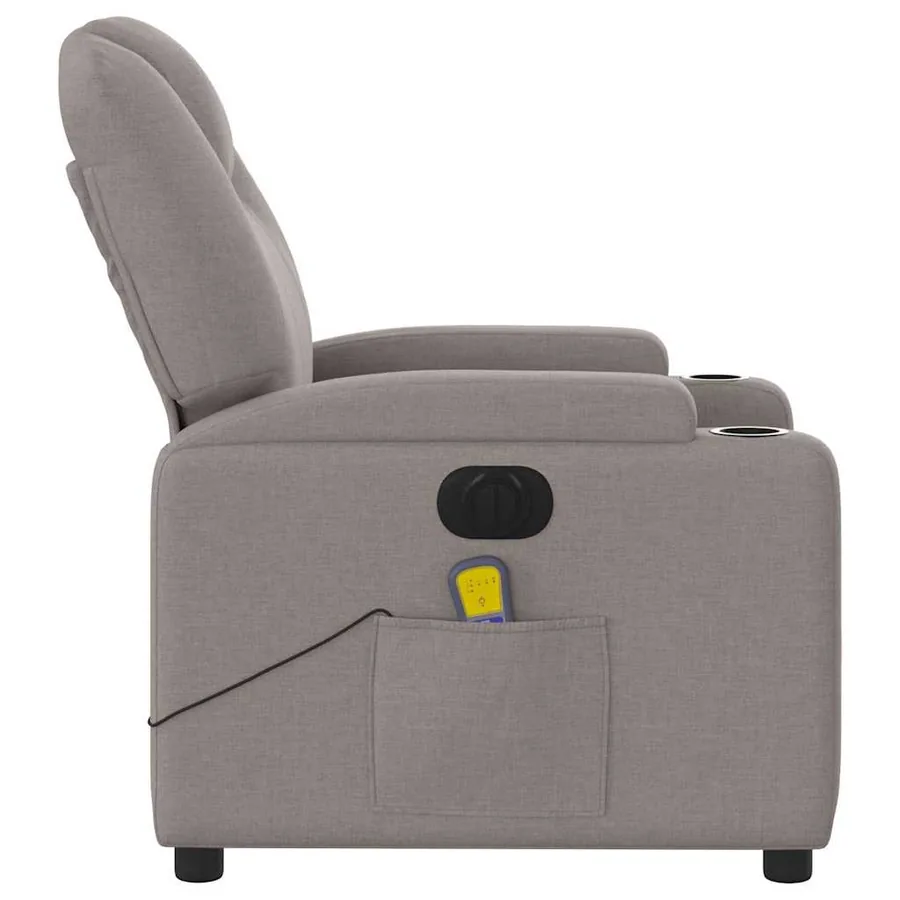 Fauteuil de massage inclinable électrique Taupe Tissu - 10