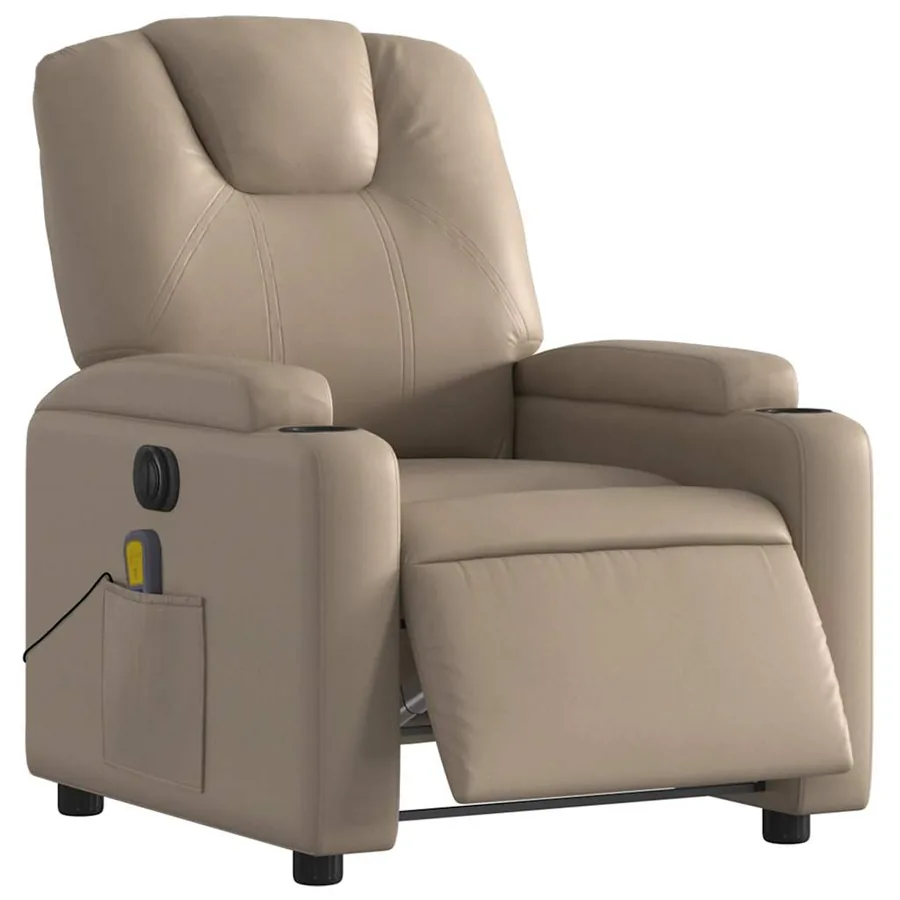 Fauteuil de massage inclinable électrique cappuccino similicuir - 3