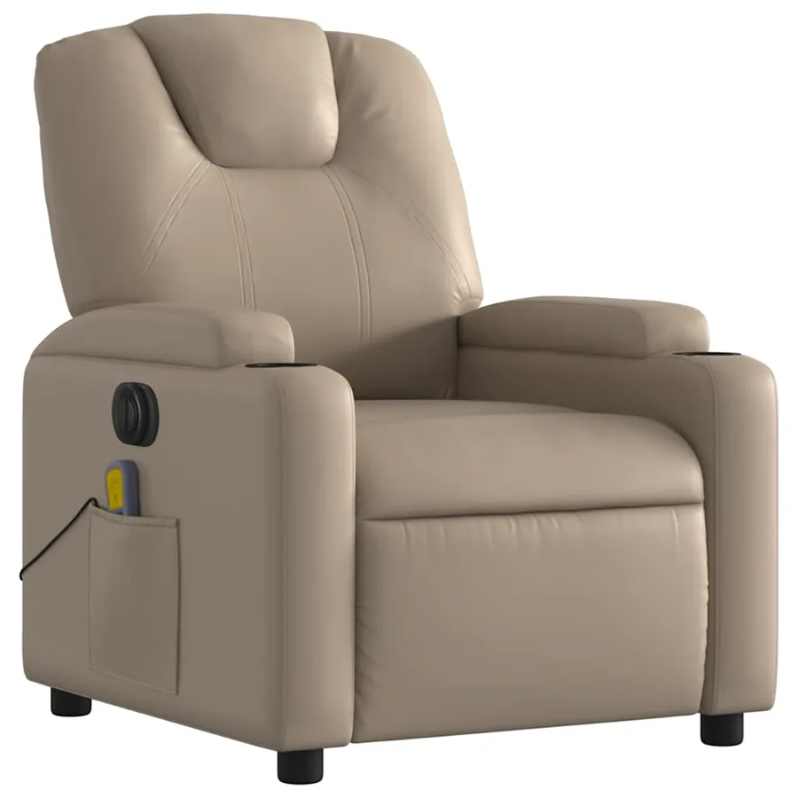 Fauteuil de massage inclinable électrique cappuccino similicuir - 4