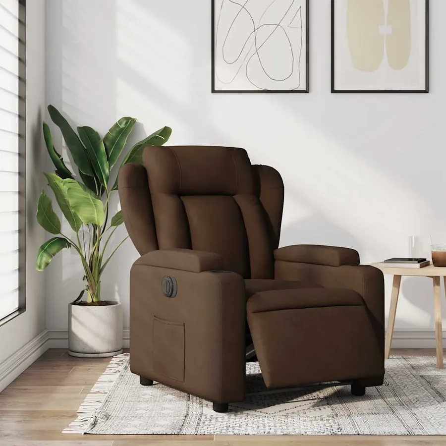 Fauteuil inclinable électrique Marron Tissu - 15