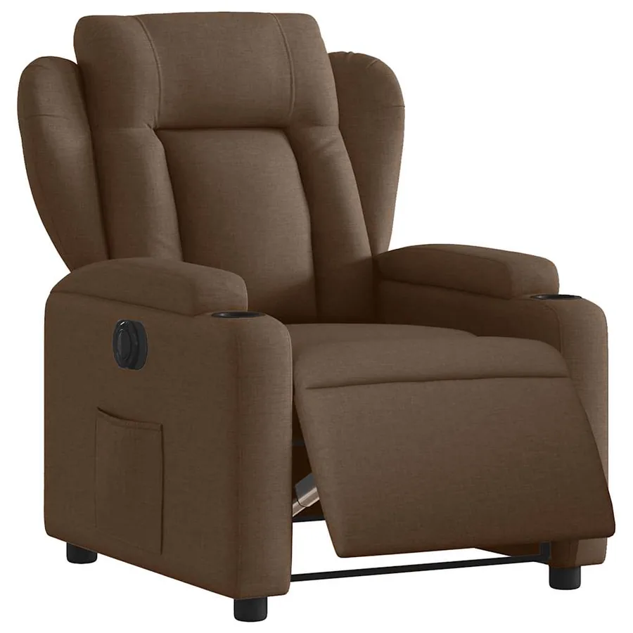 Fauteuil inclinable électrique Marron Tissu - 3