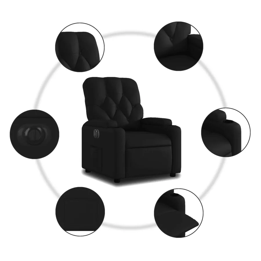 Fauteuil inclinable électrique Noir Similicuir - 8