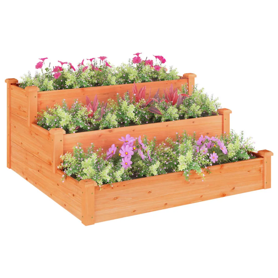 Lit surélevé de jardin marron 120x120x56cm bois massif de sapin - 3