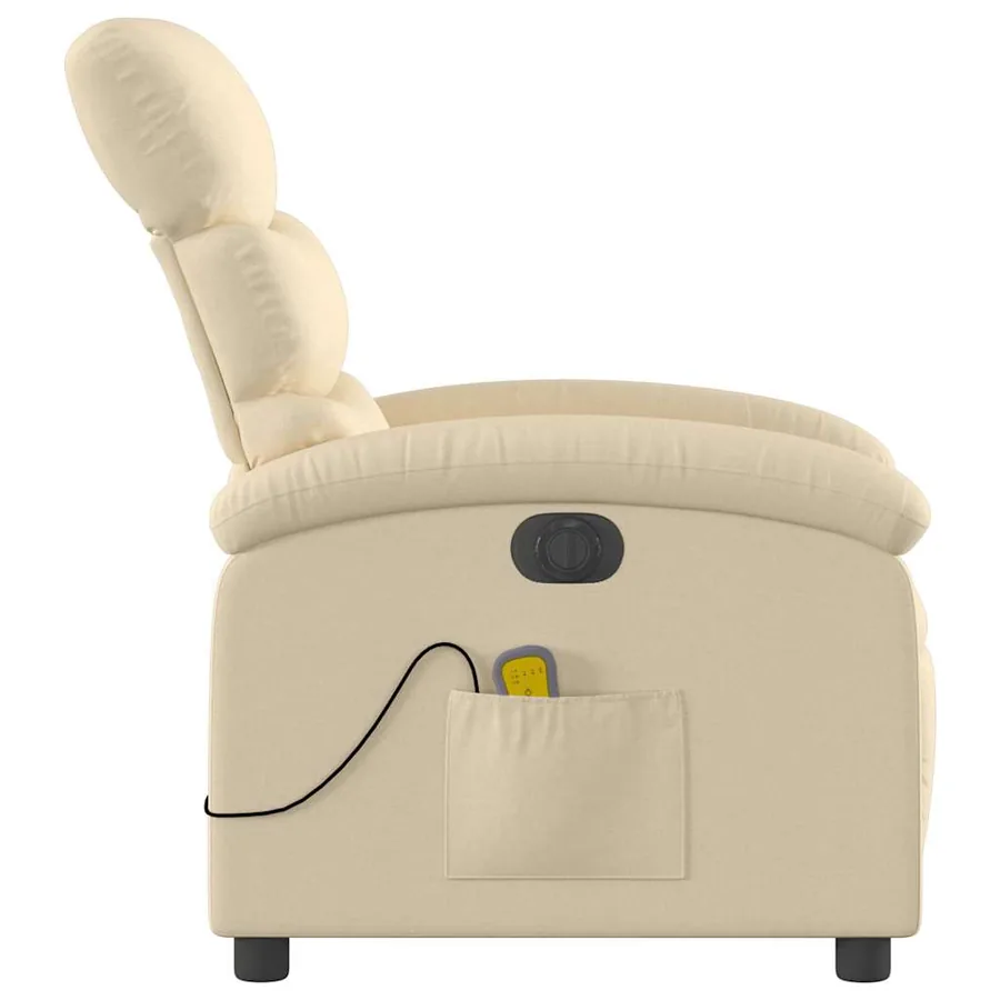 Fauteuil inclinable de massage électrique crème tissu - 10