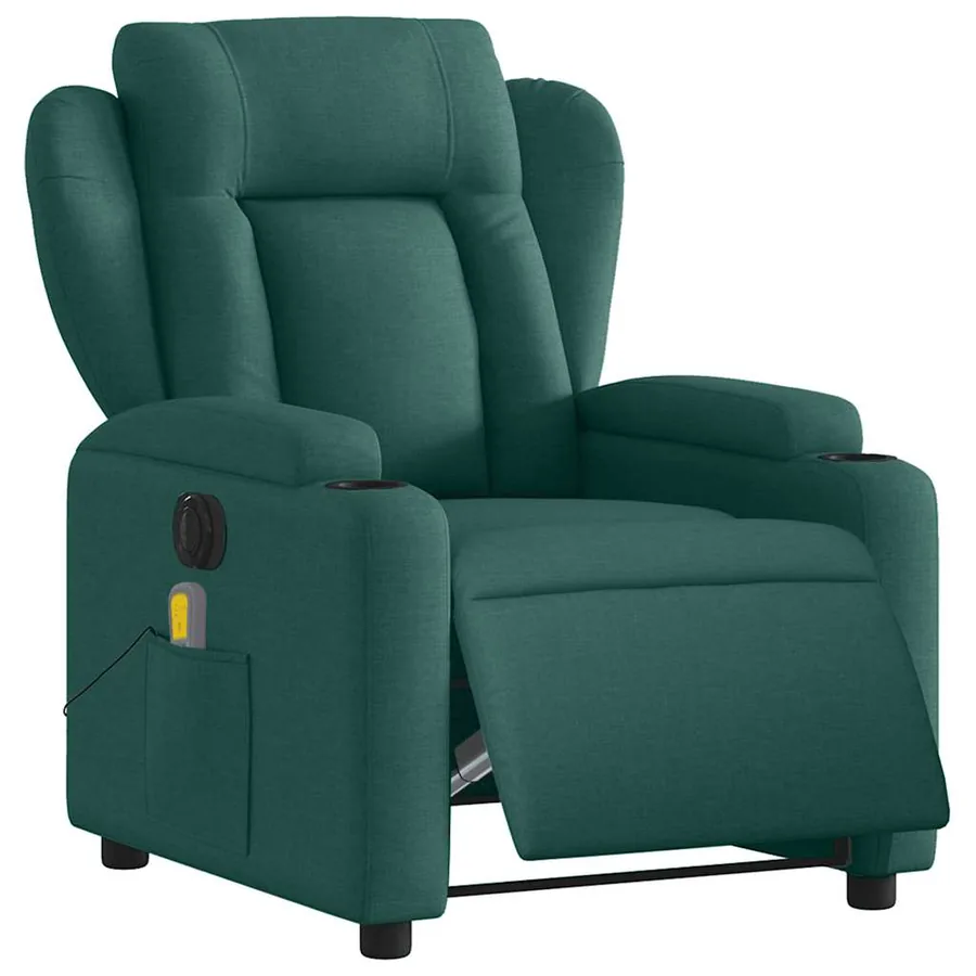 Fauteuil de massage inclinable électrique Vert foncé Tissu - 3