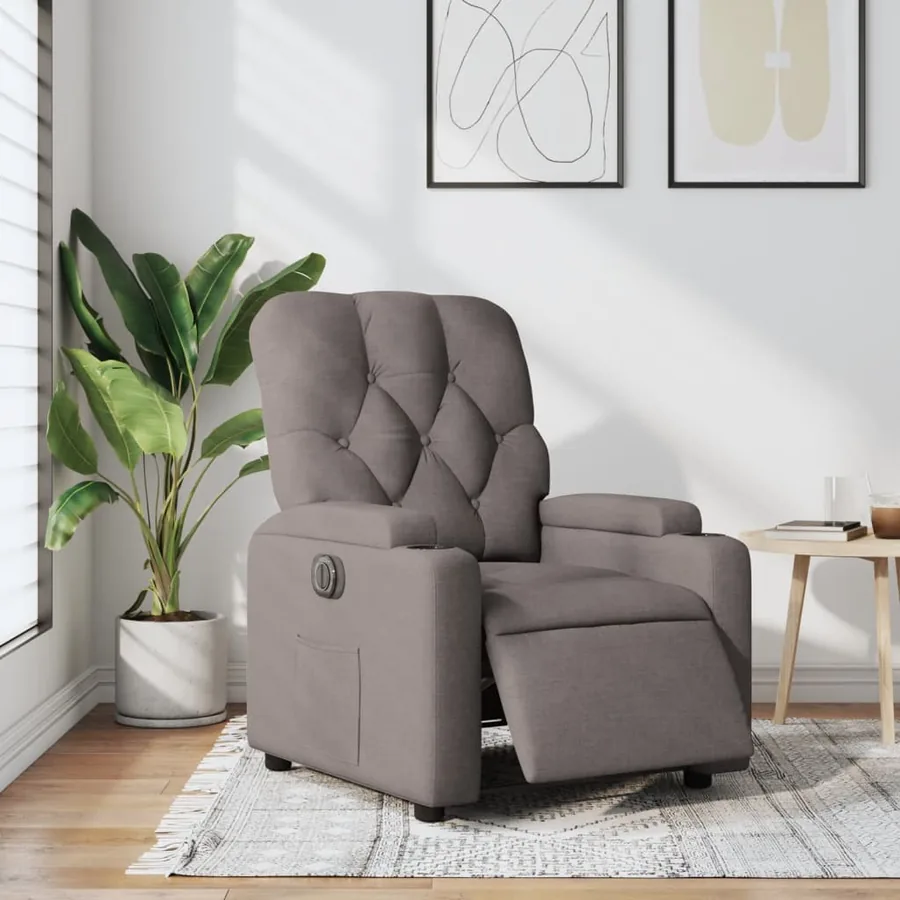 Fauteuil inclinable électrique Taupe Tissu - 15