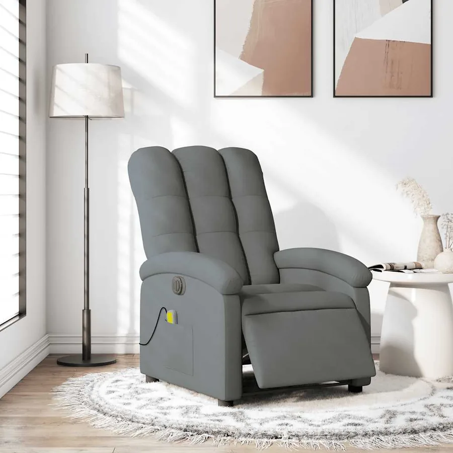 Fauteuil inclinable de massage électrique gris foncé tissu - 16