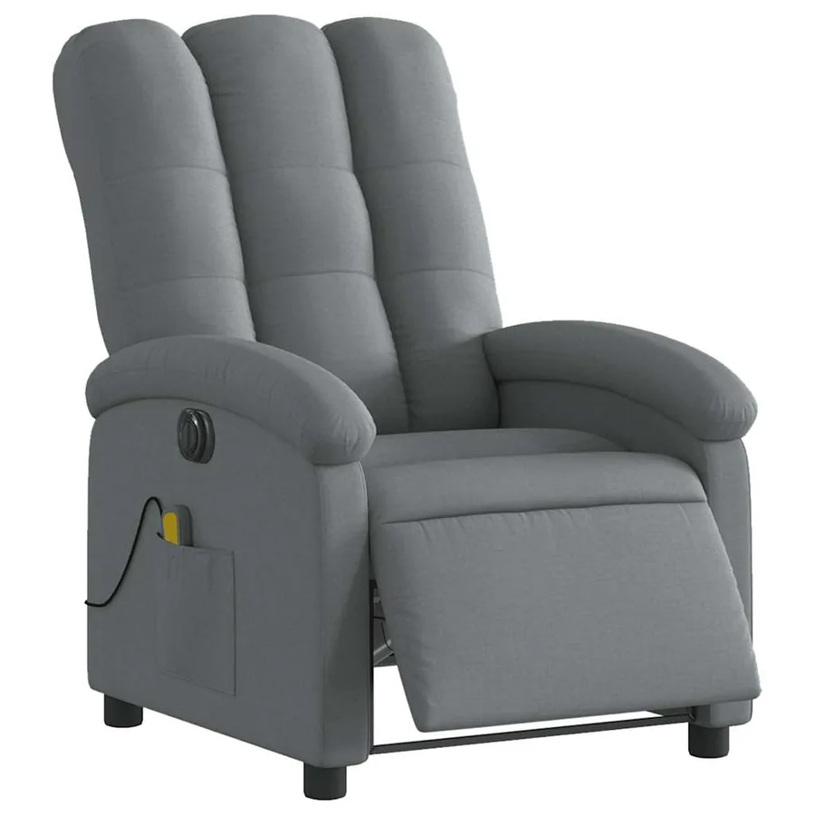 Fauteuil inclinable de massage électrique gris foncé tissu - 3