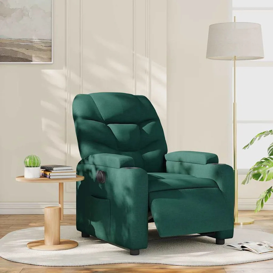 Fauteuil inclinable électrique Vert foncé Tissu - 15