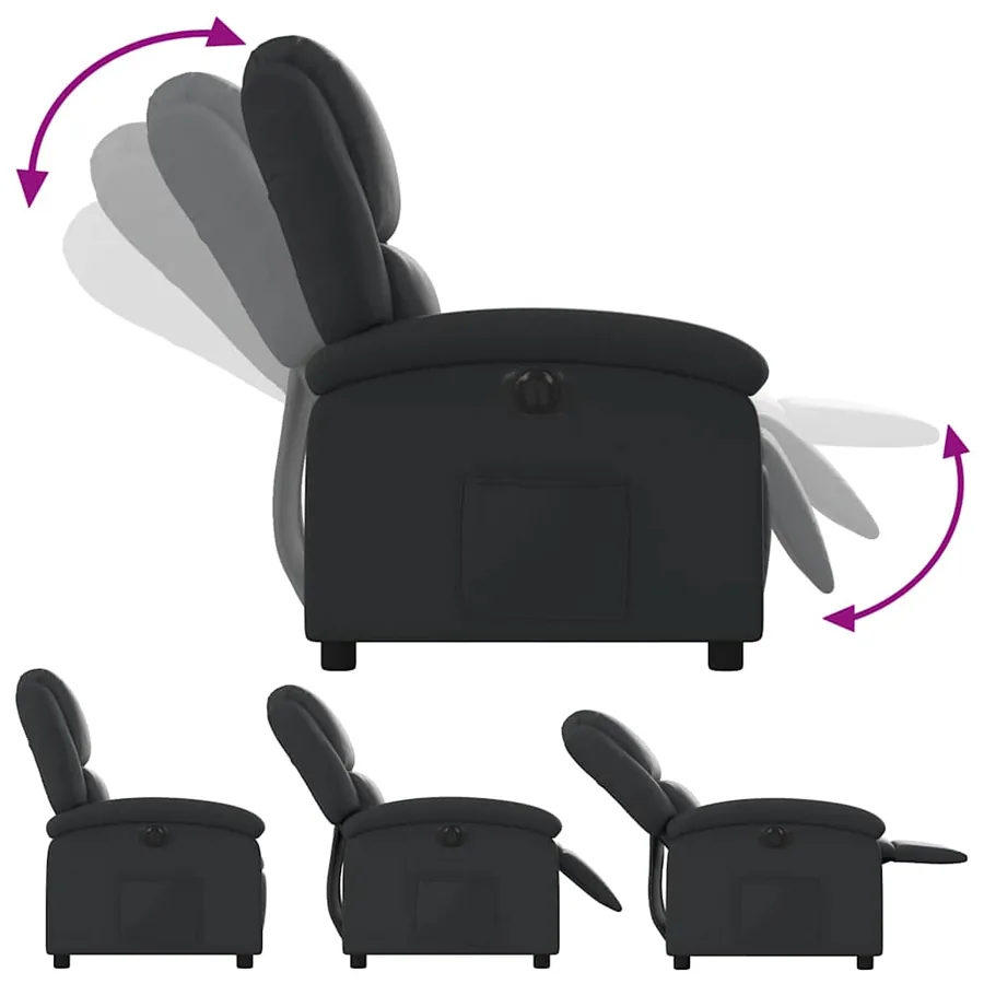 Fauteuil inclinable électrique noir cuir véritable - 7