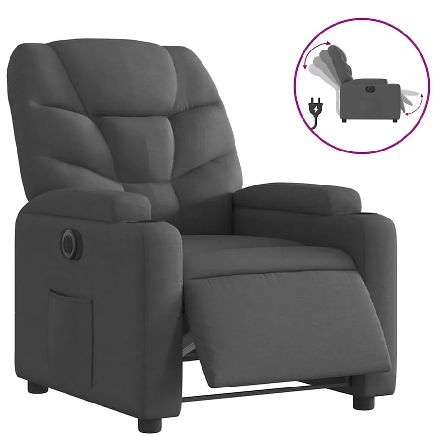 Fauteuil inclinable électrique Gris foncé Tissu - 2