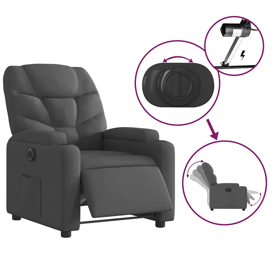Fauteuil inclinable électrique Gris foncé Tissu - 6