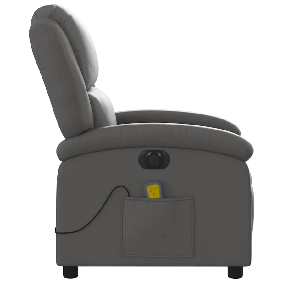 Fauteuil de massage inclinable électrique gris cuir véritable - 10