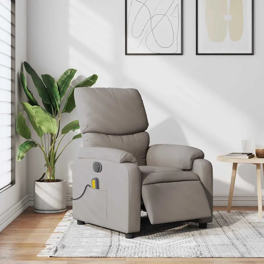 Fauteuil de massage inclinable électrique Taupe Tissu - 16