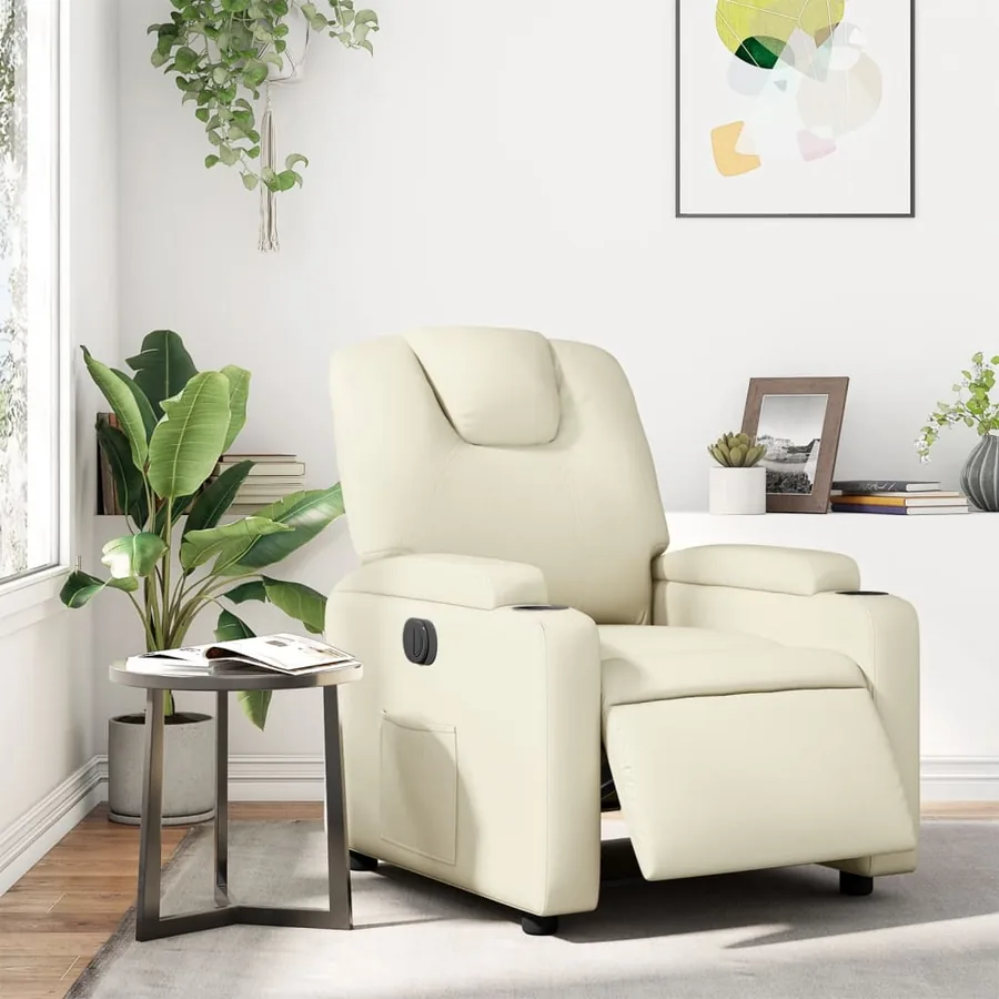 Fauteuil inclinable électrique Crème Similicuir - 16