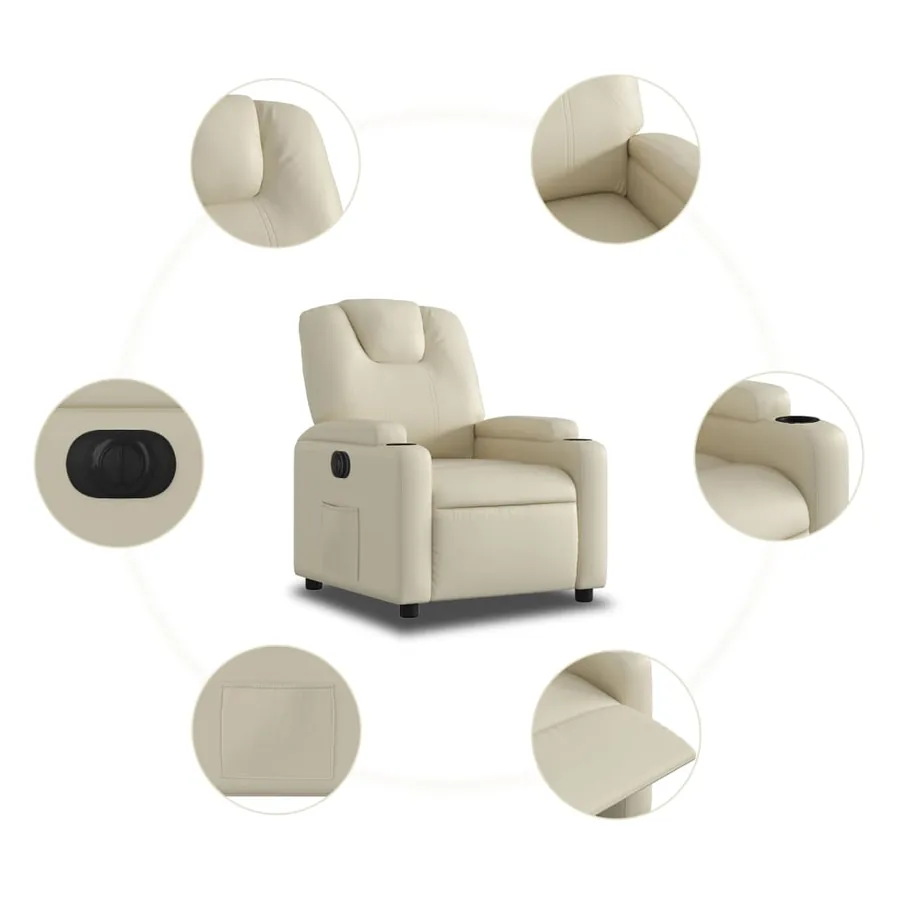 Fauteuil inclinable électrique Crème Similicuir - 8