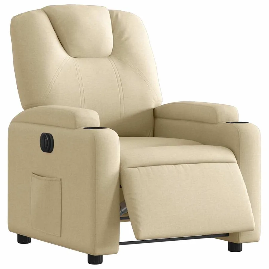 Fauteuil inclinable électrique Crème Tissu - 3