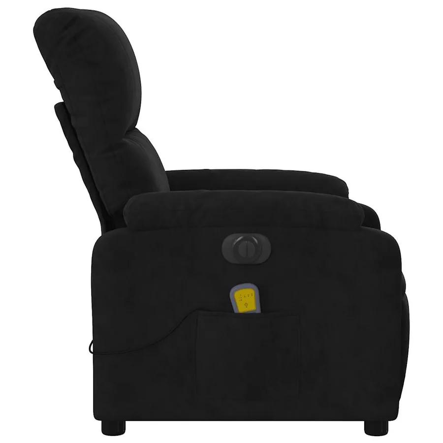 Fauteuil inclinable de massage électrique noir tissu microfibre - 10