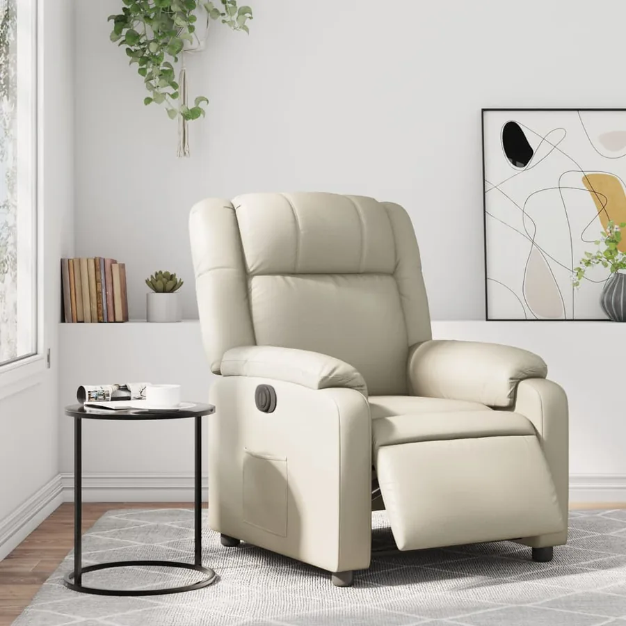 Fauteuil inclinable électrique Crème Similicuir - 15