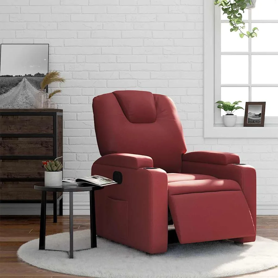 Fauteuil inclinable électrique Rouge bordeaux Similicuir - 15