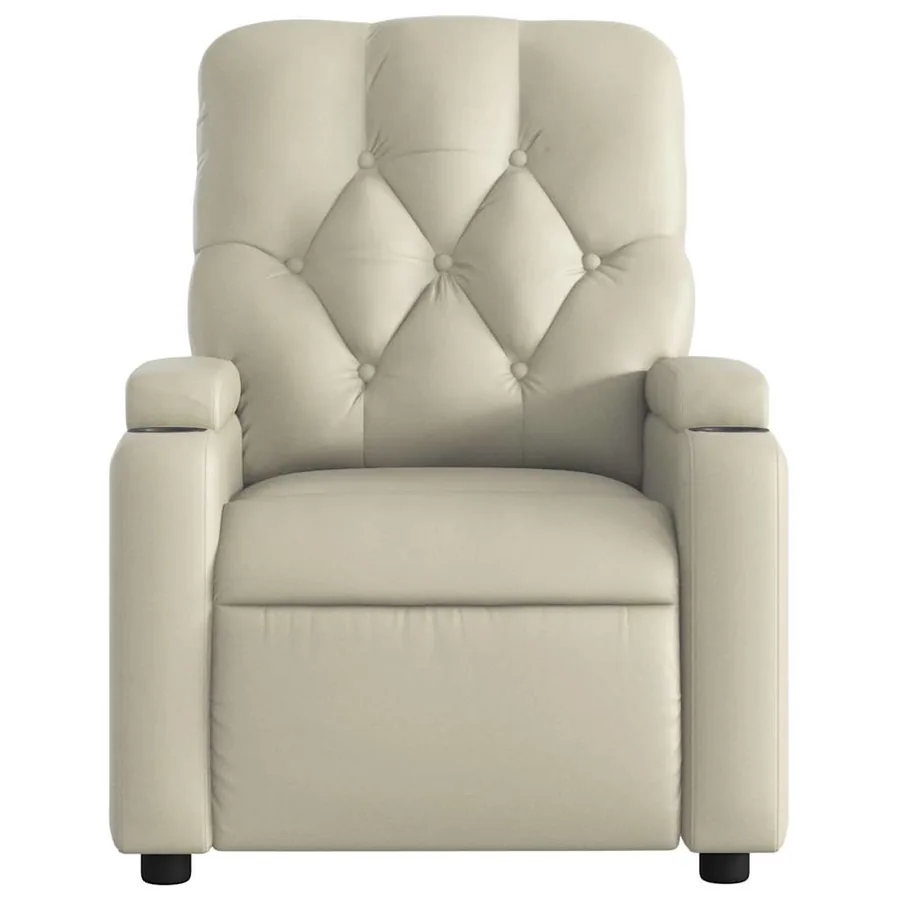 Fauteuil de massage inclinable électrique crème similicuir - 9