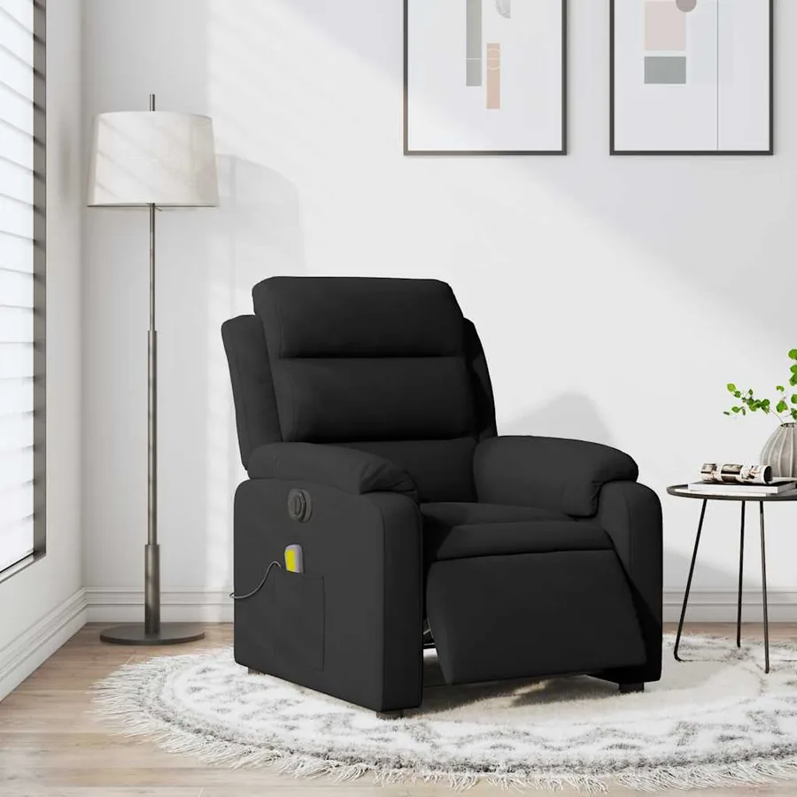 Fauteuil inclinable de massage électrique noir velours - 15