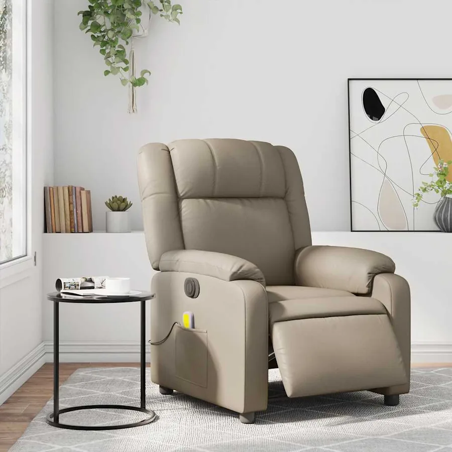 Fauteuil de massage inclinable électrique cappuccino similicuir - 15