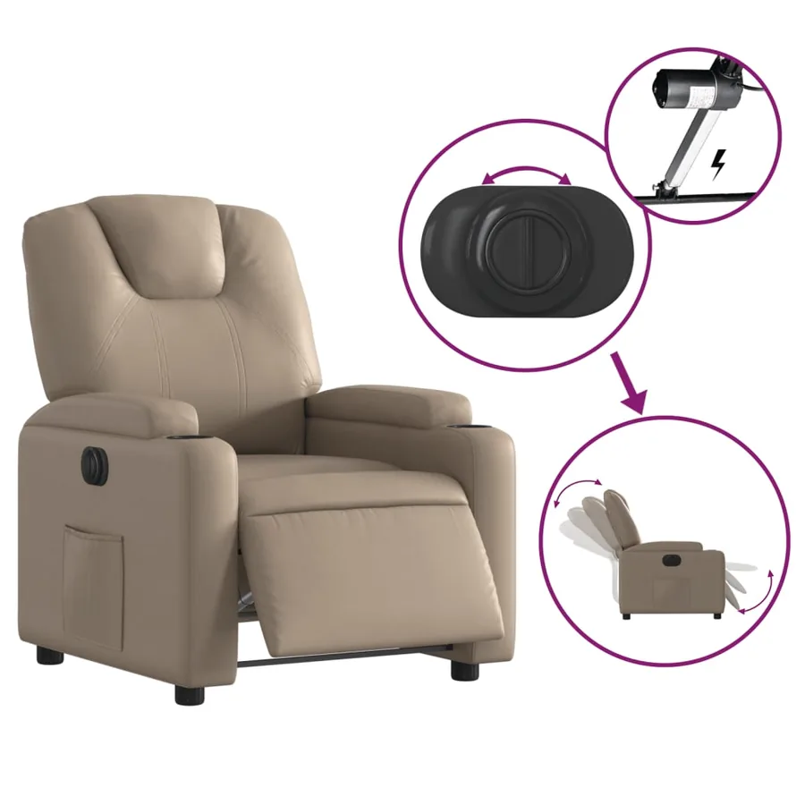 Fauteuil inclinable électrique Cappuccino Similicuir - 6