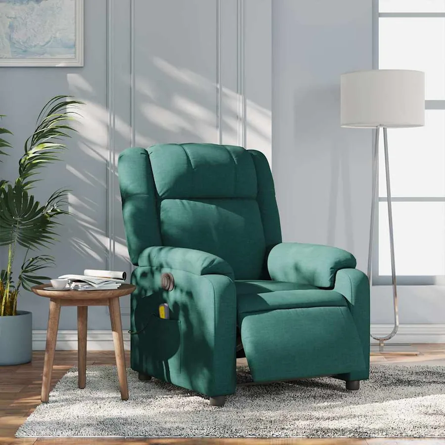Fauteuil de massage inclinable électrique Vert foncé Tissu - 15