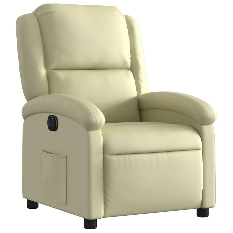 Fauteuil inclinable électrique crème cuir véritable - 4