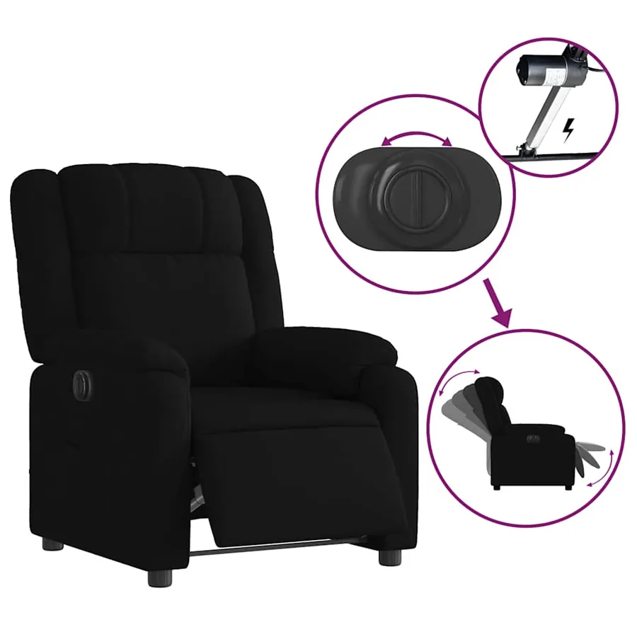 Fauteuil inclinable électrique Noir Tissu - 6