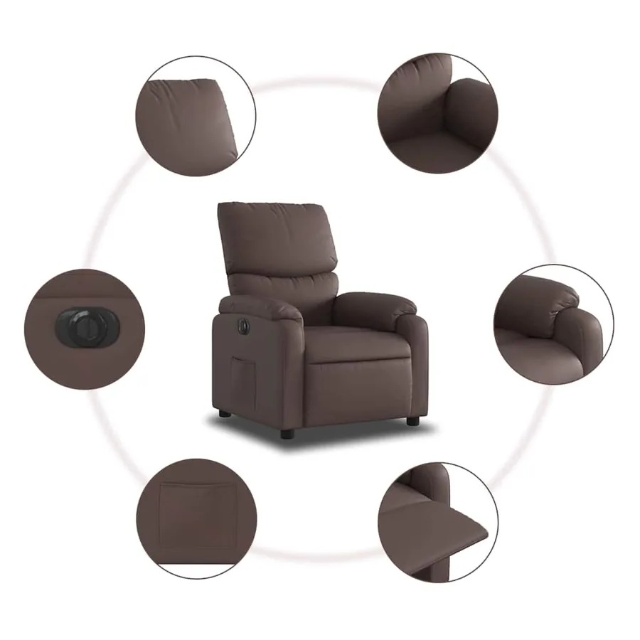 Fauteuil inclinable électrique Marron Similicuir - 8