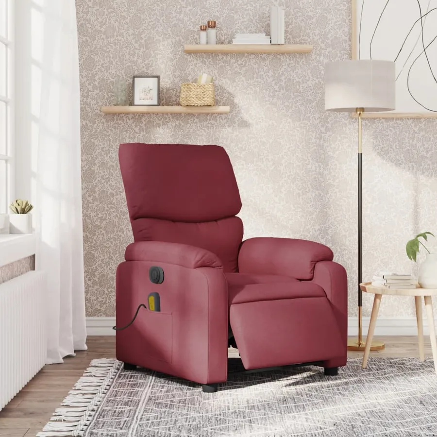 Fauteuil de massage inclinable électrique Rouge bordeaux Tissu - 16