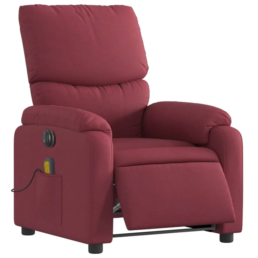 Fauteuil de massage inclinable électrique Rouge bordeaux Tissu - 3
