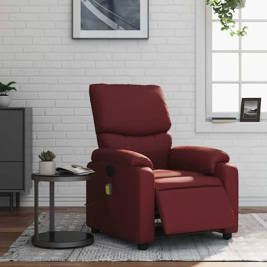 Fauteuil de massage inclinable électrique rouge bordeaux - 16