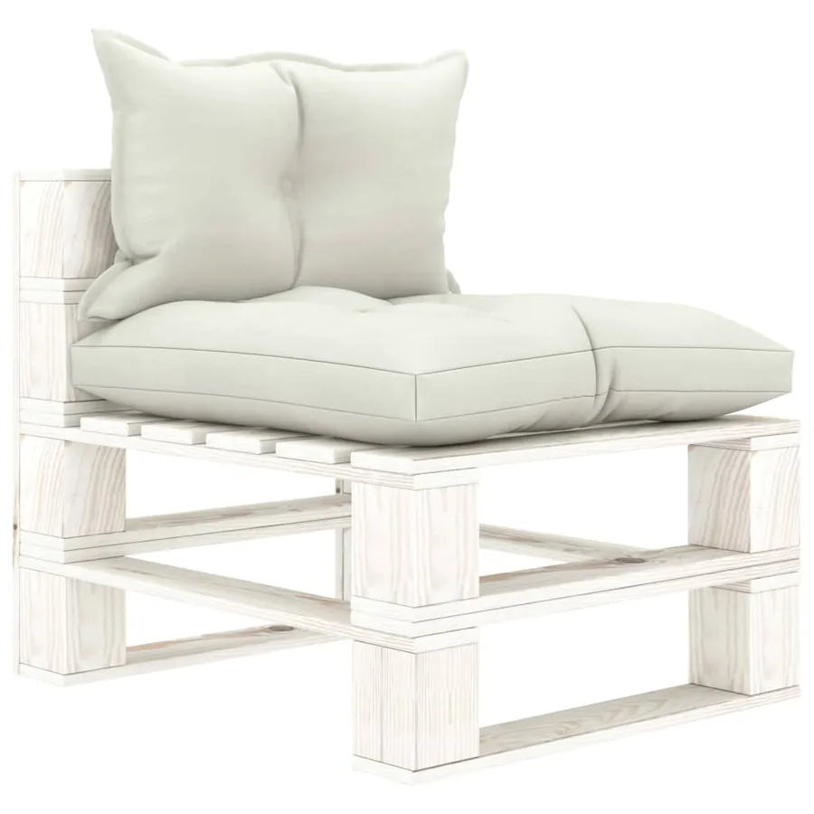 Canapé palette de milieu de jardin avec coussins beige Bois