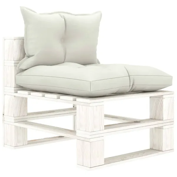 Canapé palette de milieu de jardin avec coussins beige Bois