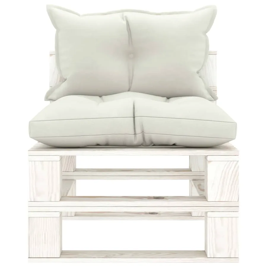 Canapé palette de milieu de jardin avec coussins beige Bois - 2