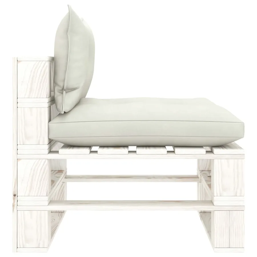 Canapé palette de milieu de jardin avec coussins beige Bois - 3