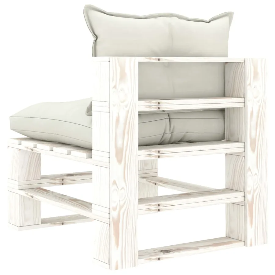 Canapé palette de milieu de jardin avec coussins beige Bois - 4