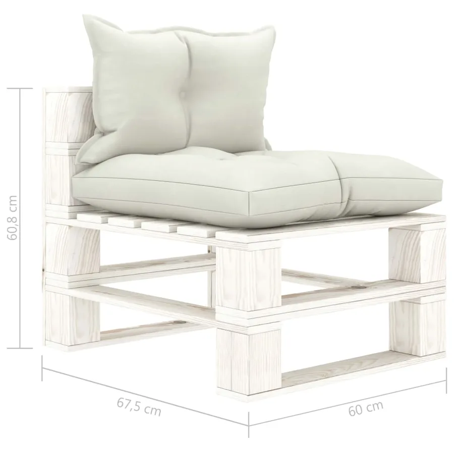 Canapé palette de milieu de jardin avec coussins beige Bois - 6