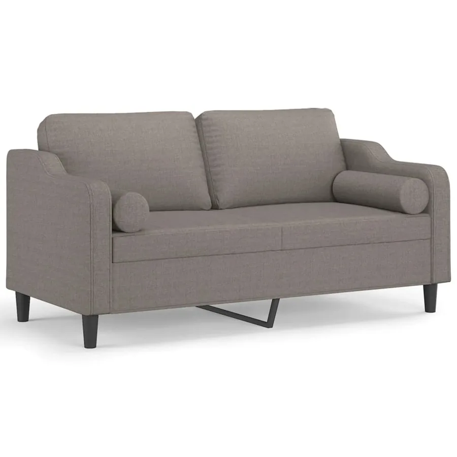 Canapé 2 places avec oreillers décoratifs taupe 140 cm tissu - 2