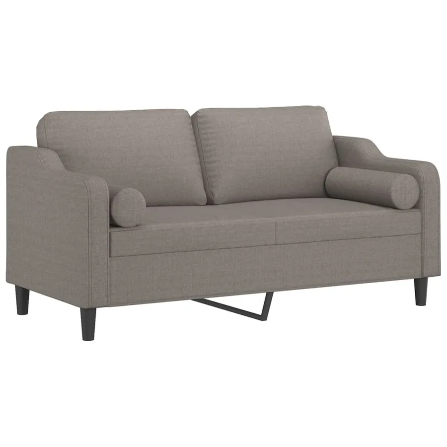 Canapé 2 places avec oreillers décoratifs taupe 140 cm tissu - 3