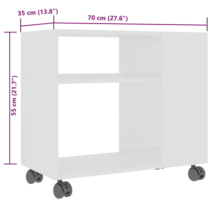 Table d'appoint Blanc 70x35x55 cm Bois d'ingénierie - 6